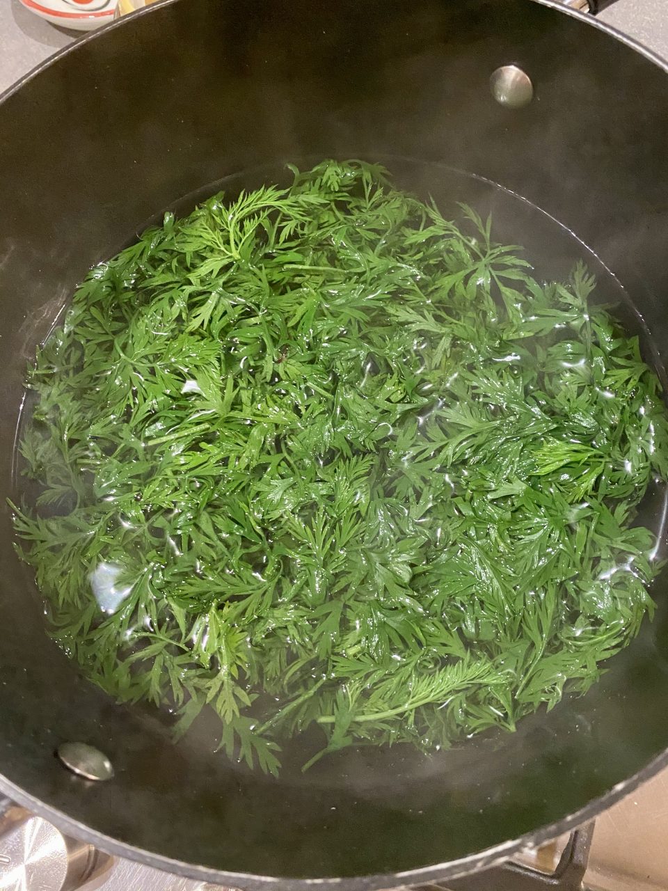 Spaghetti integrali di foglie di carote