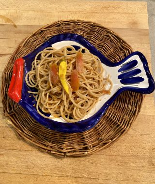 Spaghetti integrali con bottarga di muggine