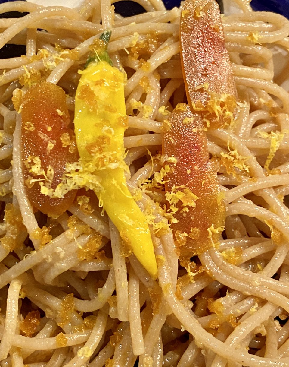 Spaghetti integrali con bottarga di muggine