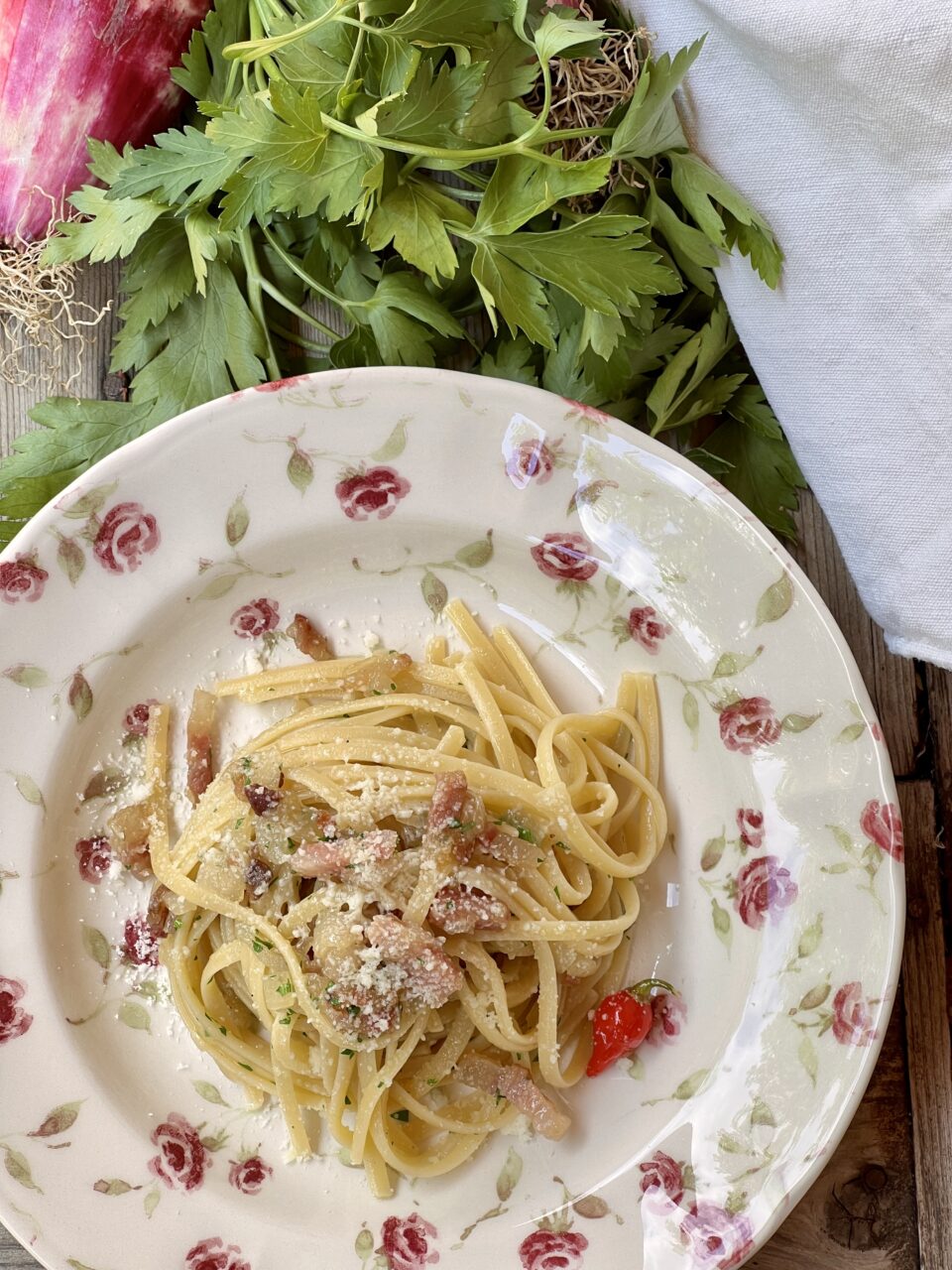 Linguine alla cipolla e guanciale